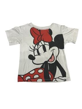 Disney Minnie Mouse Kids XS 4/5 Big Face Graphic T-Shirt White Red